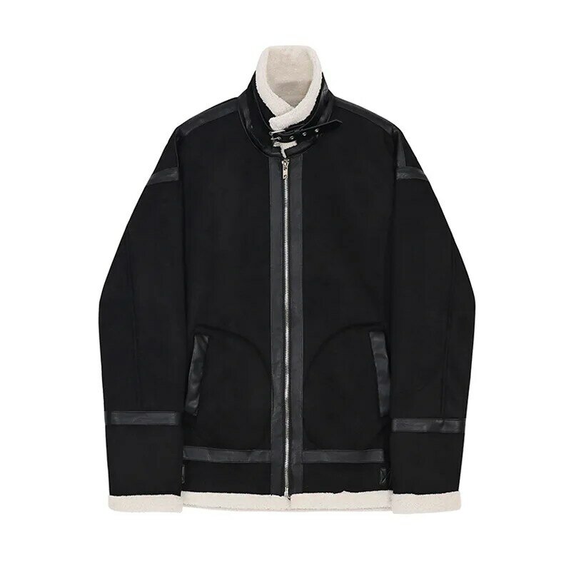 Мужская куртка из хлопка, Корейская зимняя замшевая хлопковая куртка, трендовая свободная утепленная меховая интегрированная куртка из овечьей шерсти
