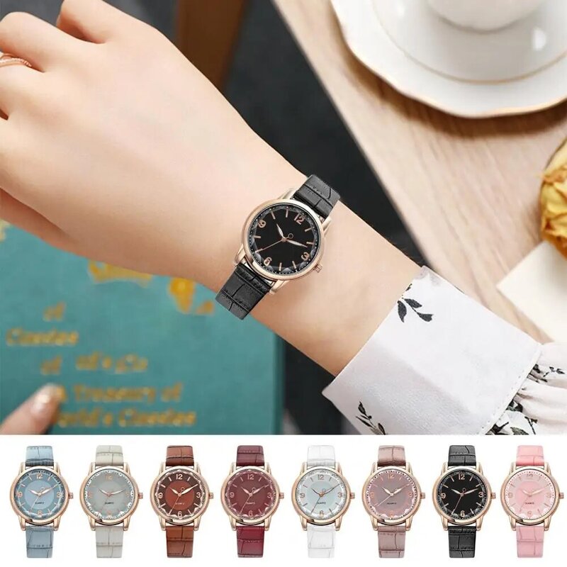 High Accuracy Timepiece Elegant Dual-color Round Dial Women's Watch with Faux Leather Strap Fashionable Ladies Dress for Girls