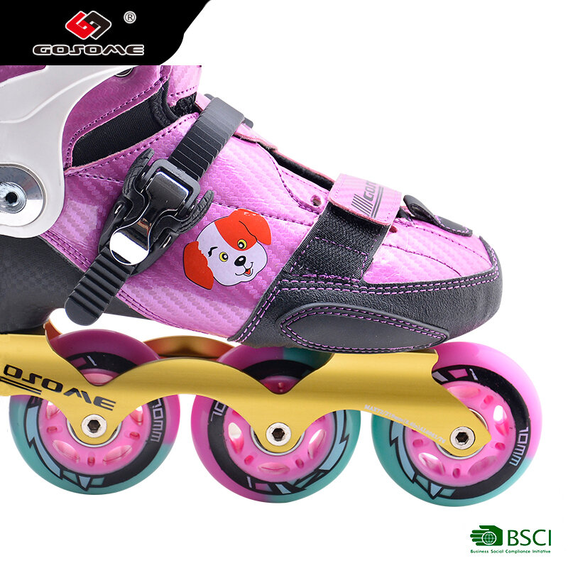 GOSOME-Speed Skate Shoes for Children, Professional CNC Aluminium Rack, fix Tamanho