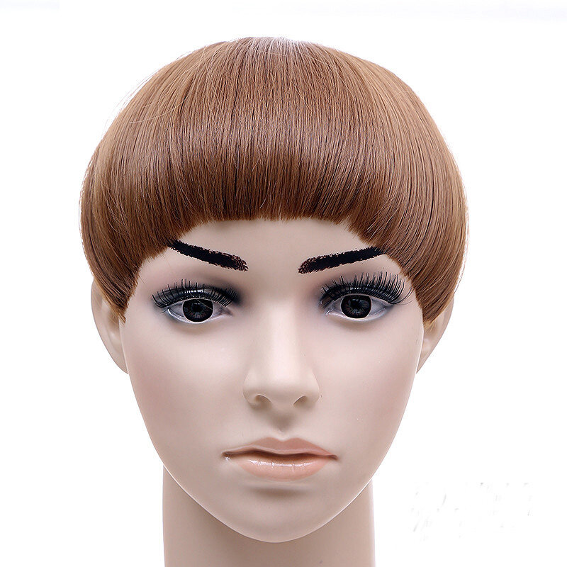 Clip in Bangs Wispy Hair Bangs Fringe with Temples Hairpieces for Women Clip on Flat Neat Bangs Hair Extension for Daily Wear