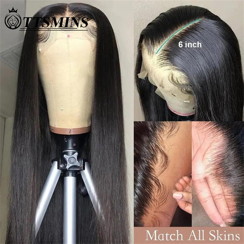 Perruque Lace Front Wig Remy brésilienne lisse-Sophia, cheveux naturels, 13x6, 13x4, pre-cut, avec nœuds colorés