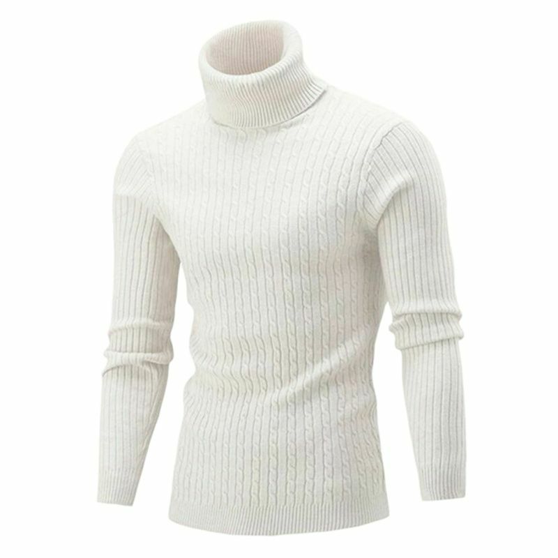 Swobodny sweter Rollneck z dzianiny na jesień męskie dzianinowe swetry swetry ciepły golf swetry mężczyźni Jumper koszulka typu Slim Fit zima