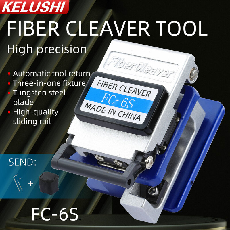 Ftth ด้วย Optical Cleaver FC-6S ความแม่นยำสูงอลูมิเนียมไฟเบอร์ Optic Connector จัดส่งฟรี KELUSHI