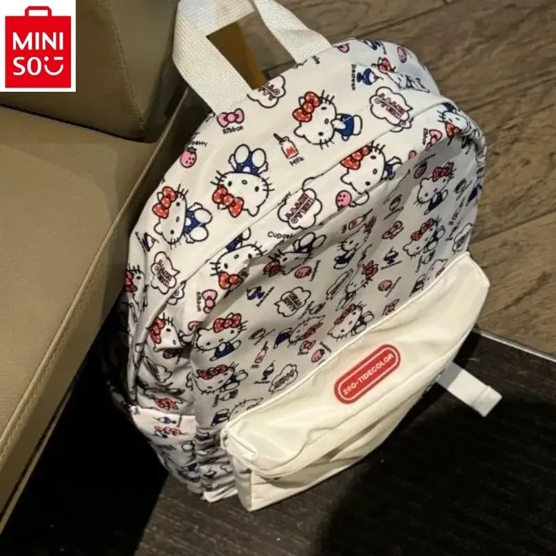 MINISO 2024 New Cartoon Hello Kitty Children's Backpack Cute Student Bag Large Capacity Multi Functional Backpack