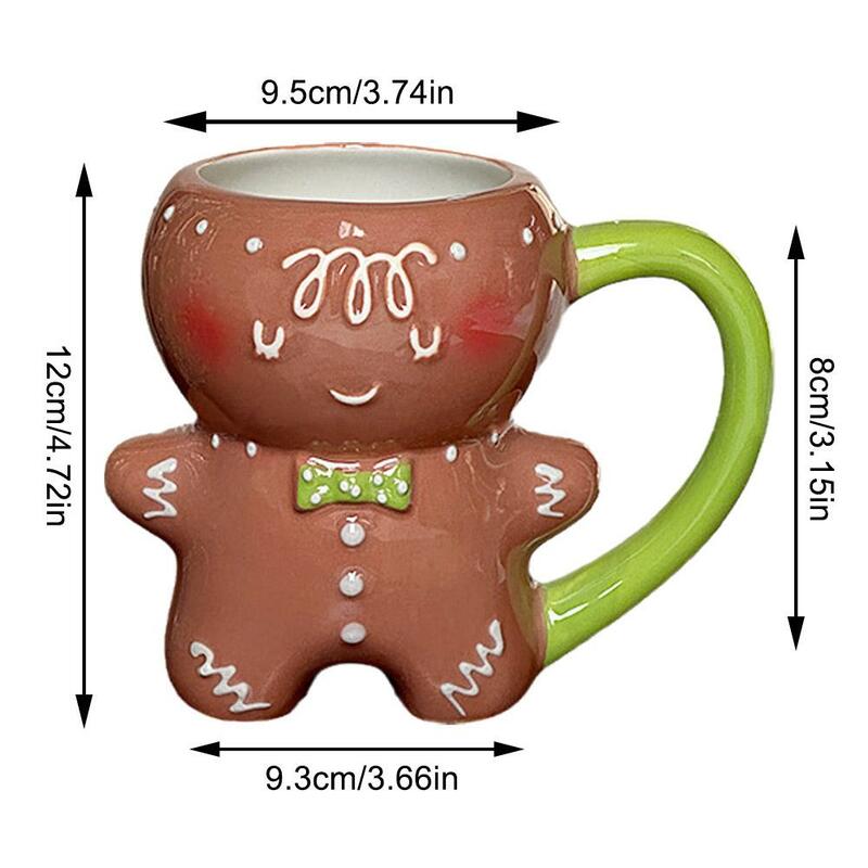 Gingerbread Man Mug With Handle Cartoon Cute Kawaii Christmas 3D Milk Coffee Novelty Water Cup For Xmas Party Supplies 600ml