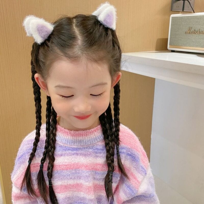 Cartoon Katzen ohr Haarnadel niedlichen koreanischen Stil Tiere Kinder Haars pange Haars pangen Haarschmuck Plüsch Haars pange Baby