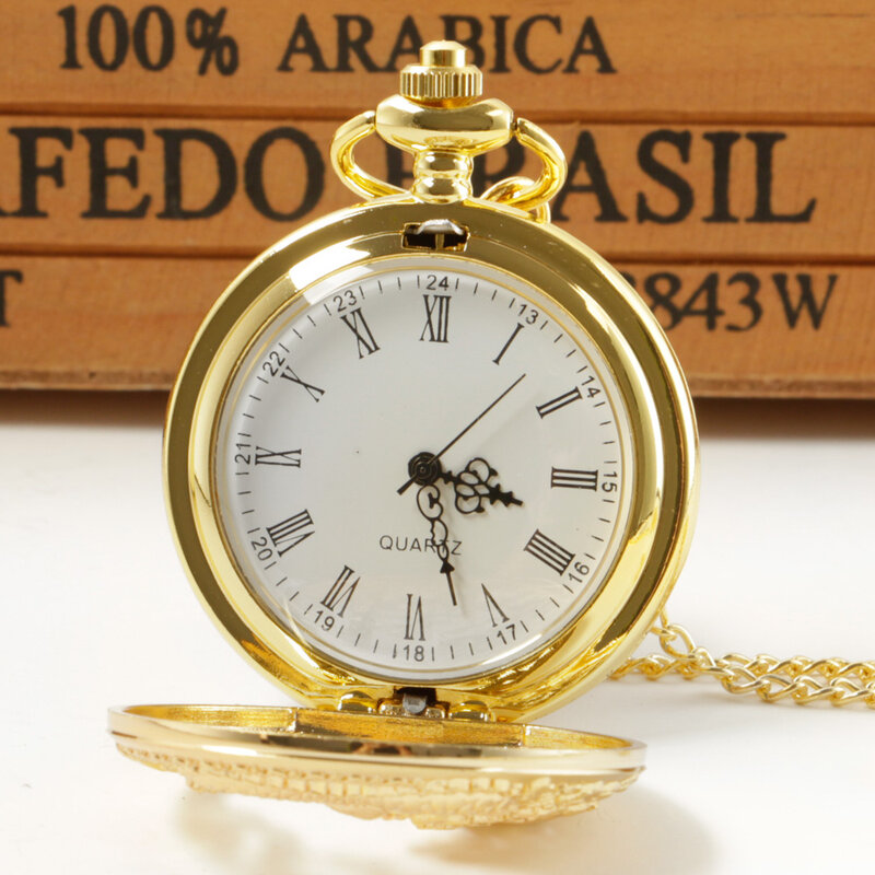 Luxury Gold Dragon Necklace China Style Pendant Pocket Watch Lucky Amulet Peace Mascot Gifts for Women Men reloj de bolsillo