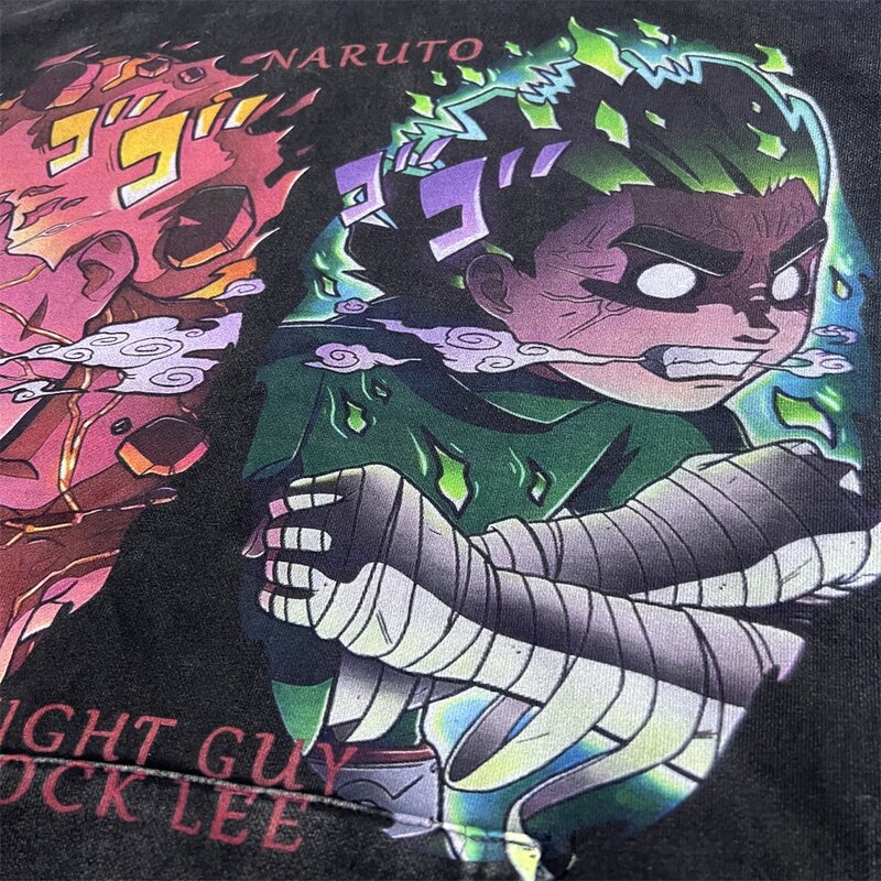 2023 mężczyźni Retro myte bluza z kapturem bluza Rock Lee wydruk graficzny bluza z kapturem i kieszeniami hiphopowy sweter Harajuku rocznika sweter