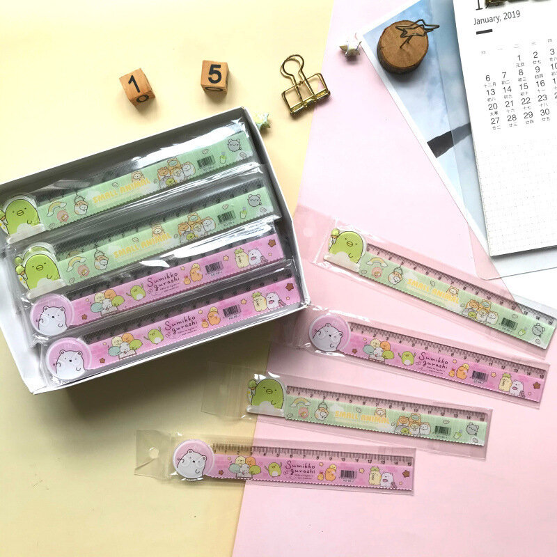 Sanrio-regla recta My Melody Kuromi Cinnamoroll, herramientas de dibujo, reglas para estudiantes, material de oficina escolar, papelería al por mayor