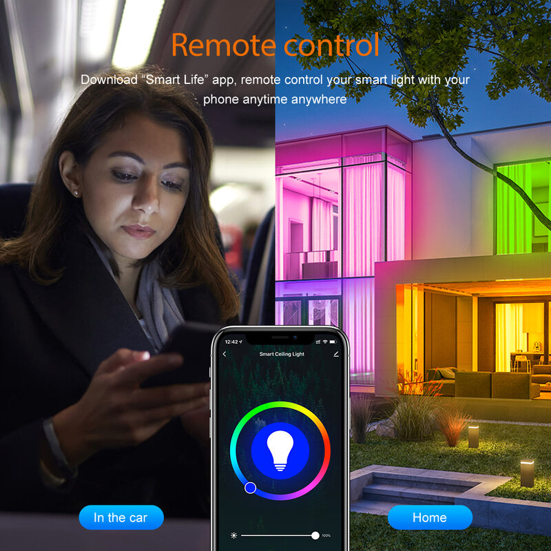 Loginovo Tuya E27 bohlam Led Wifi RGB pintar lampu Led 110V 220V Alexa lampu kehidupan pintar bohlam warna dapat diredupkan untuk Google Home