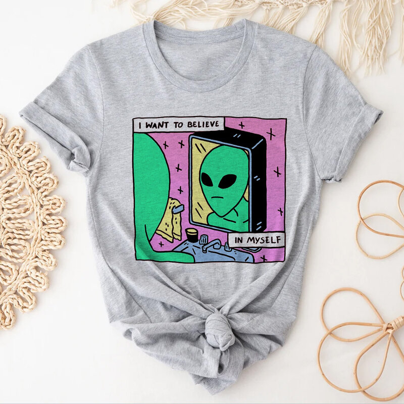 T-shirt psichedeliche Alien Magic t-shirt donna grafica estiva t-shirt donna y2k abbigliamento