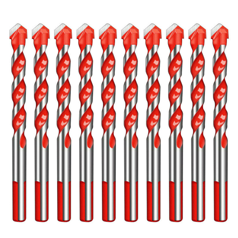 10pcs 6mm Glass Drill Bit 2 Flute Drill Triangle Bits Multifunctional For Ceramic Tile Concrete Glass Marble Hole Drilling Tools