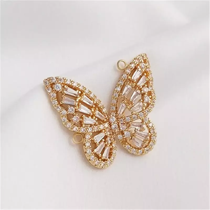 Intarsiato zircone grande farfalla collana maglione catena ciondolo 14K oro avvolto ciondolo fai da te catena clavicola accessori gioielli