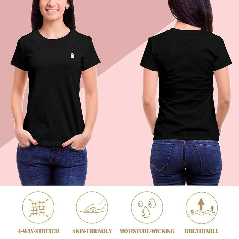 T-shirt graphique imprimé animal pour femmes, fantôme buvant du café glacé, vêtements esthétiques, chemises pour filles
