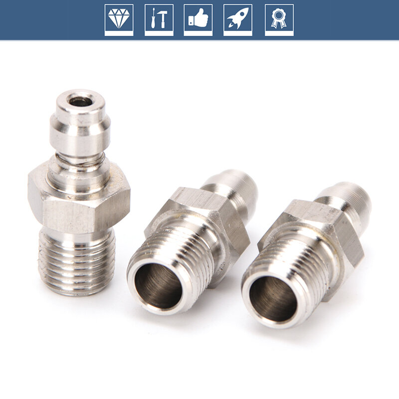 3pcs Stainless Steel Quick Coupler M10x1 Thread 8MM Filling Head Plug Adapter Quick Connect Fittings Couplings Air Pumps Parts