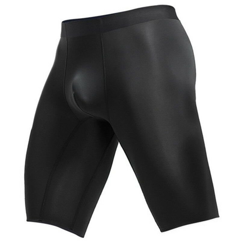 Gelo fino de seda cuecas masculinas, calcinha respirável, cueca de perna longa média, shorts boxers masculinos, bolsa