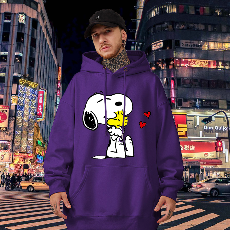 Popular cartoon character Snoopy Charlie Brown hooded hoodie for men and women casual sports street hoodie for couples