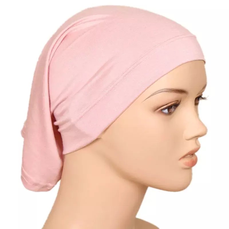 Hijab de algodão modal para mulheres Tampas Hijab muçulmanas, lenço islâmico, chapéu de turbante, turbantes de cabeça, moda monocromática
