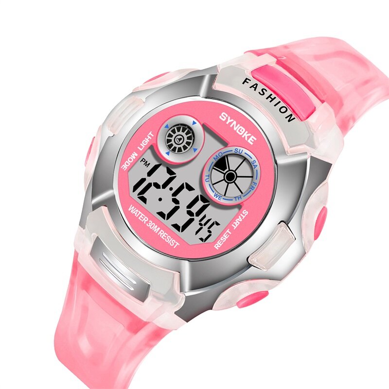 SYNOKE 아이 디지털 시계 Led 발광 시계 방수 스포츠 손목 시계 소년 소녀를위한 다기능 전자 시계