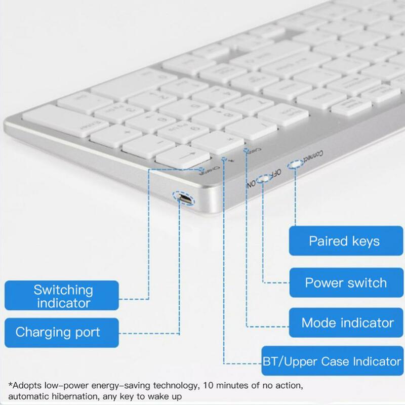 Keyboard nirkabel dua mode, papan ketik Laptop senyap isi daya, Keyboard kantor Game Desktop serbaguna