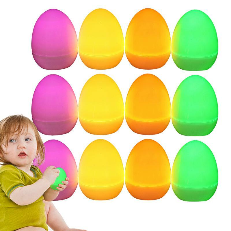 Glowing mainan telur Paskah, LED elektronik tahan air multi warna untuk sehari-hari, rumah tangga 12 buah