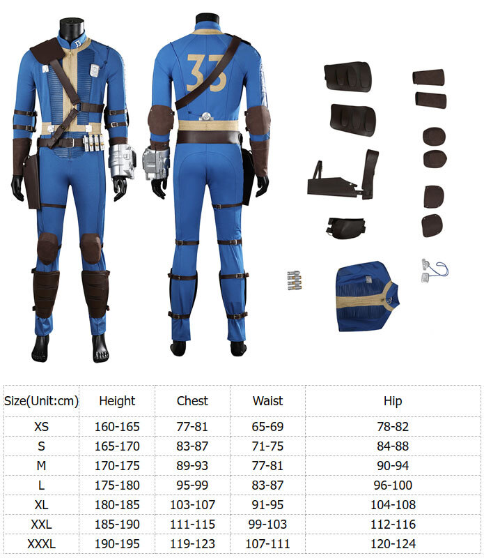 Fantasy No.33 Fall COS Out Vault Cosplay Roleplaying Shelter Full Set Bodysuit Costume Outfits Adult Men Halloween Jumpsuit