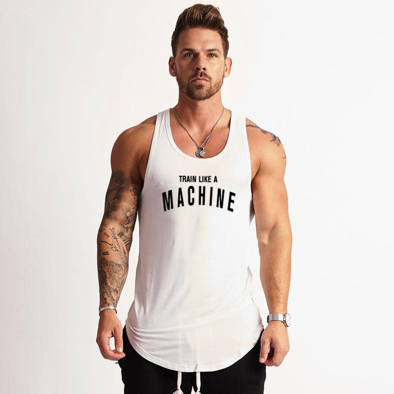 Summer Cool Feeling traspirante palestra cotone Bodybuilding t-shirt senza maniche Mens Fitness Muscle Casual Fashion Hip Hop canotte