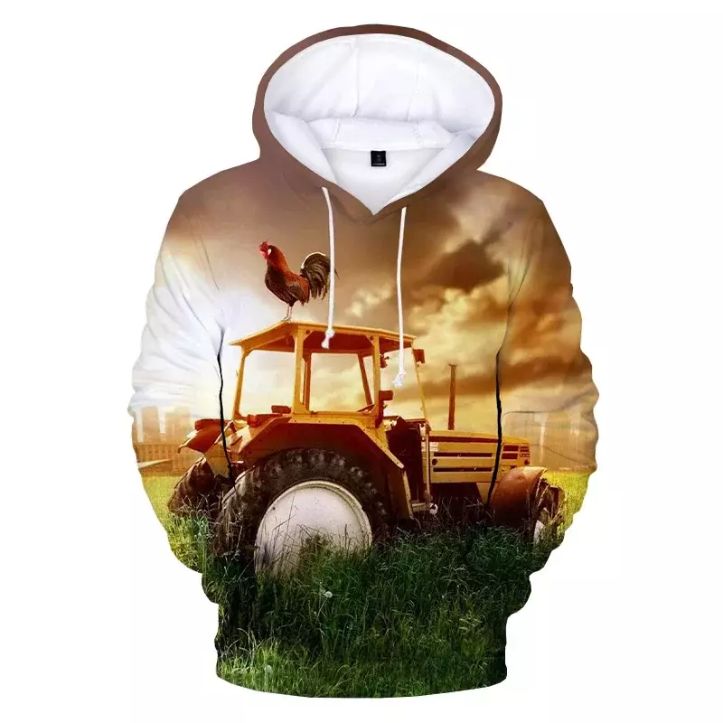 Traktor Vintage 3D-Druck Männer/Frauen Hoodie lässig übergroßen Pullover beliebte Sweatshirt Mode Tops Streetwear Trend Männer Kleidung