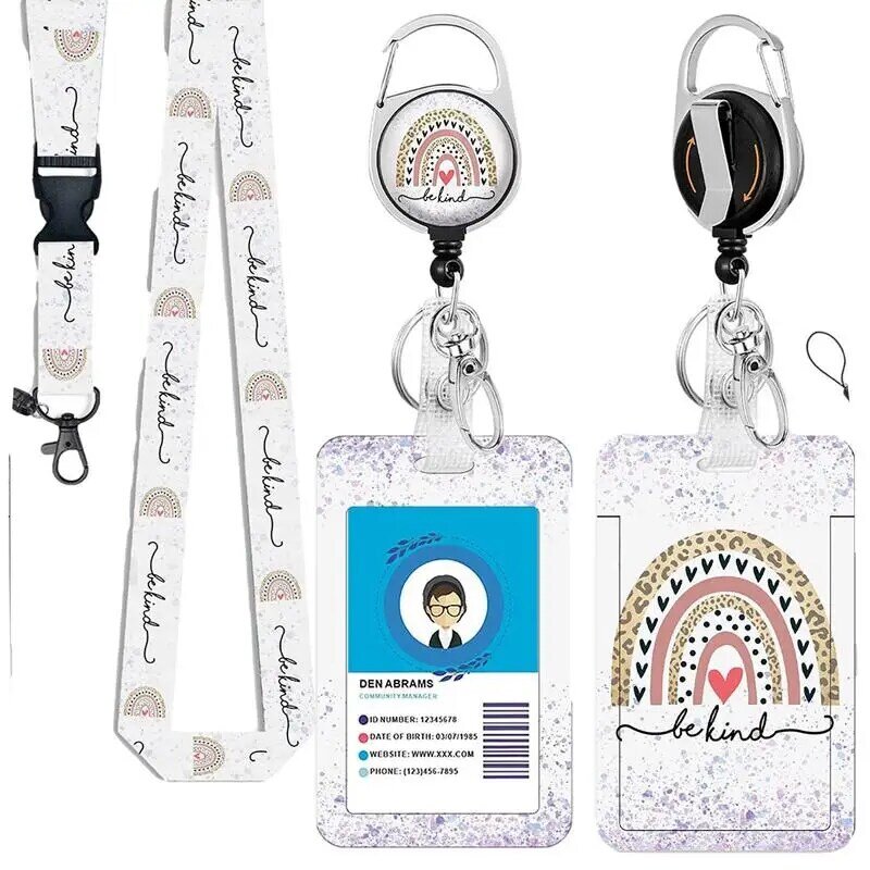 Teacher Lanyard With ID Holder ID Badge Holder With Lanyard And Retractable Badge Reel Clip Vertical ID Protector Bage Clips For