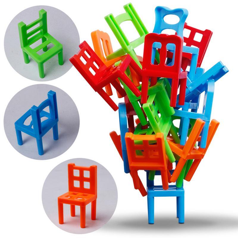 Jeu de société à empiler en forme de chaise pour enfant, jouet de famille, comparateur de couleurs, équilibrage, 24 pièces