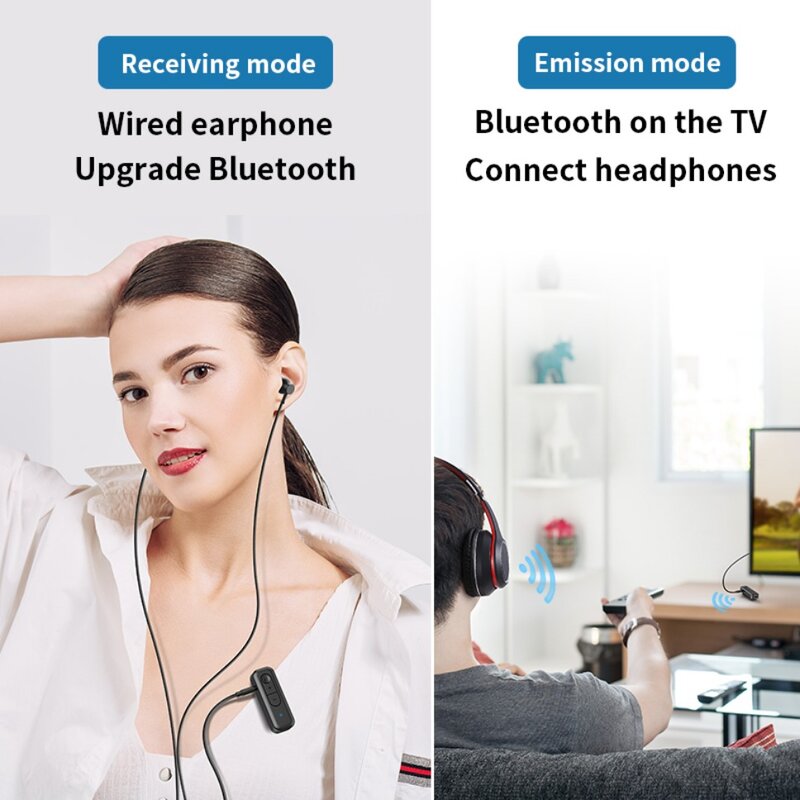 Adapter Bluetooth 5.3 bezprzewodowy odbiornik Bluetooth dla 3.5mm Jack słuchawki Aux nadajnik Bluetooth dla słuchawek samochodowy sprzęt Audio TV