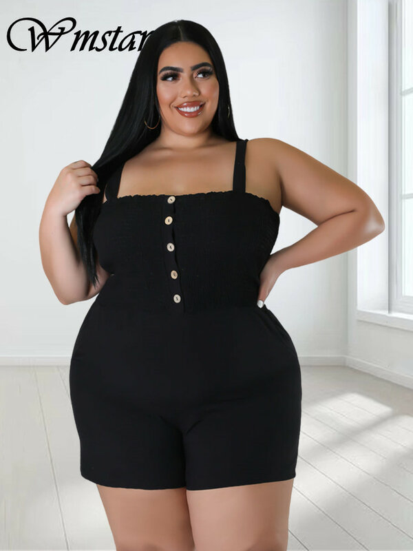 Wmstar Plus Size Jumpsuit Women Clothing Solid Slip Corset Sexy Casual Shorts  Romper Playsuits New Style Wholesale Dropshipping