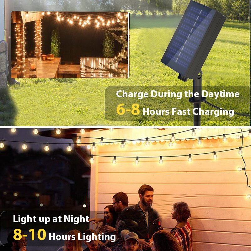 Outdoor impermeável LED Bulb String Lights, guirlanda para jardim, camping, rua, casamento, quarto Ramadan, G40, 220V, 2023