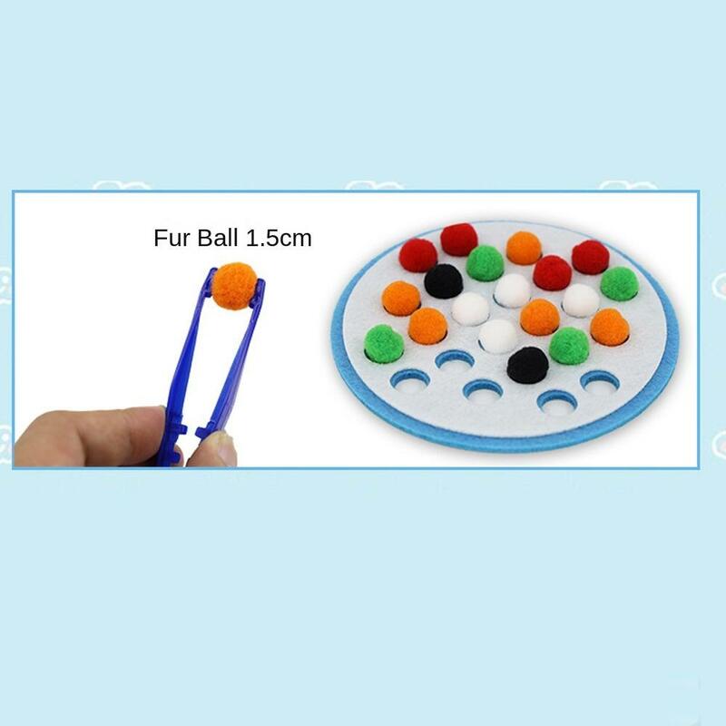 1 set pompom pompom warna menyortir permainan yang cocok multimeter penjepit pompom warna mainan pendidikan awal Montessori
