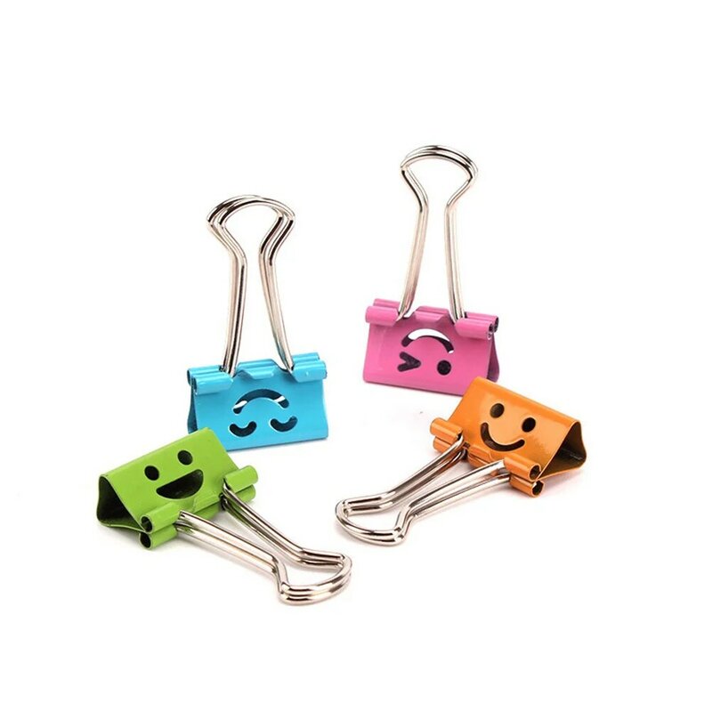 40/80pcs Binder Clips Smile Face File Paper Clip Document File Paper Clamp Office School Stationery Supplies