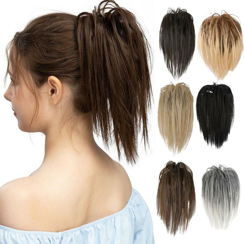 Synthetic Claw Clip Ponytail Braid Hair Extension Ponytail Short Straight Wig Spicy Girl Ball Head Women's Wig Piece