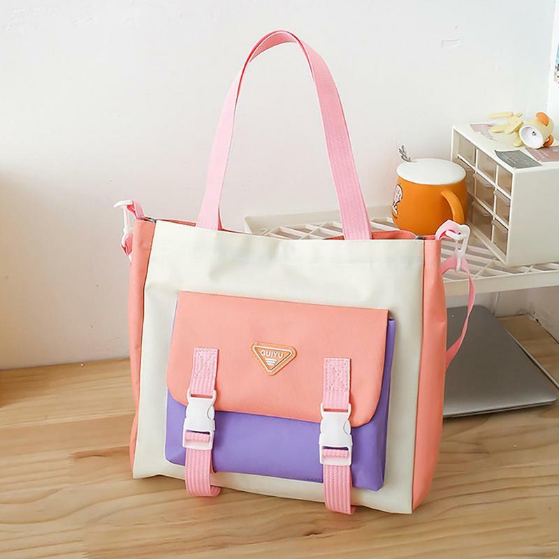 Estética Multifuncional Canvas School Backpack Combo Set, Schoolbag com Shoulder Bag, Lápis Bag, Waist Bag, Fit para Teen, 5 Pcs