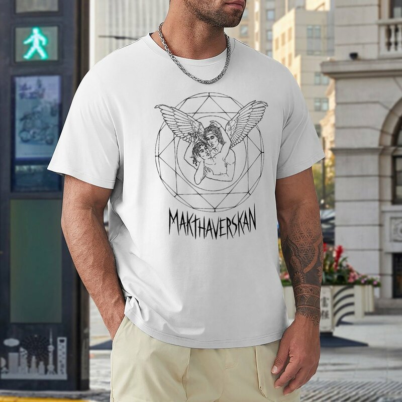 MAKTHAVERSKAN 남성용 코튼 티셔츠, 애니메이션 티셔츠, 블랙 티셔츠