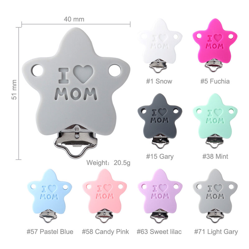 Heart Cute Shape Silicone Pacifier Clips Holder BPA Free DIY Baby Soother Nursing Dummy Draft Teethers Teething Molar Toys Clips