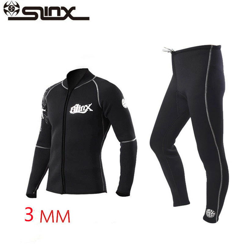 Slinx profissional 3mm neoprene calças de mergulho jaquetas para mulheres dos homens inverno natação remo vela surf wetsuit terno