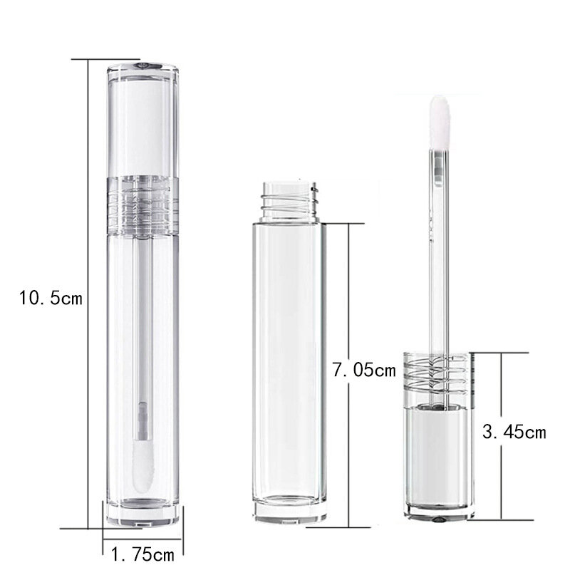 Tubos de brillo de labios de 4ml, botella totalmente transparente, tubo de brillo de labios para bálsamo labial, contenedor de cosméticos rellenable vacío de viaje