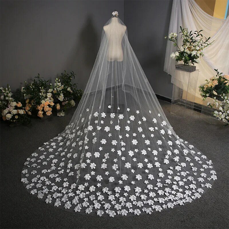 Velo lungo da sposa all'ingrosso morbido stile finale in rete in formato L abito da sposa velo da sposa copricapo velo copricapo
