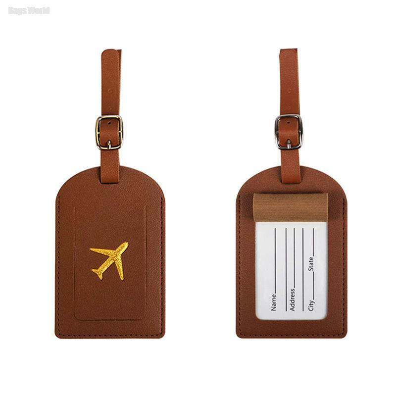 1PC Portable PU Leather Luggage Tag Suitcase Identifier Label Baggage Boarding Bag Name ID Address Holder Travel Accessories