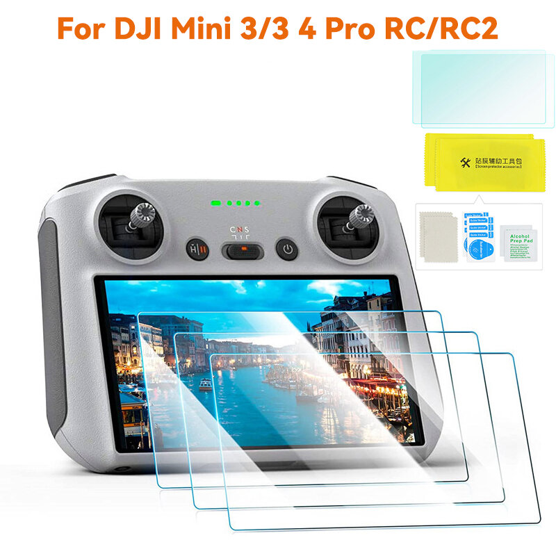 Protetor de tela de vidro HD anti-risco, película protetora para DJI Mini 3, 3, 4 Pro, RC 2, acessórios remotos