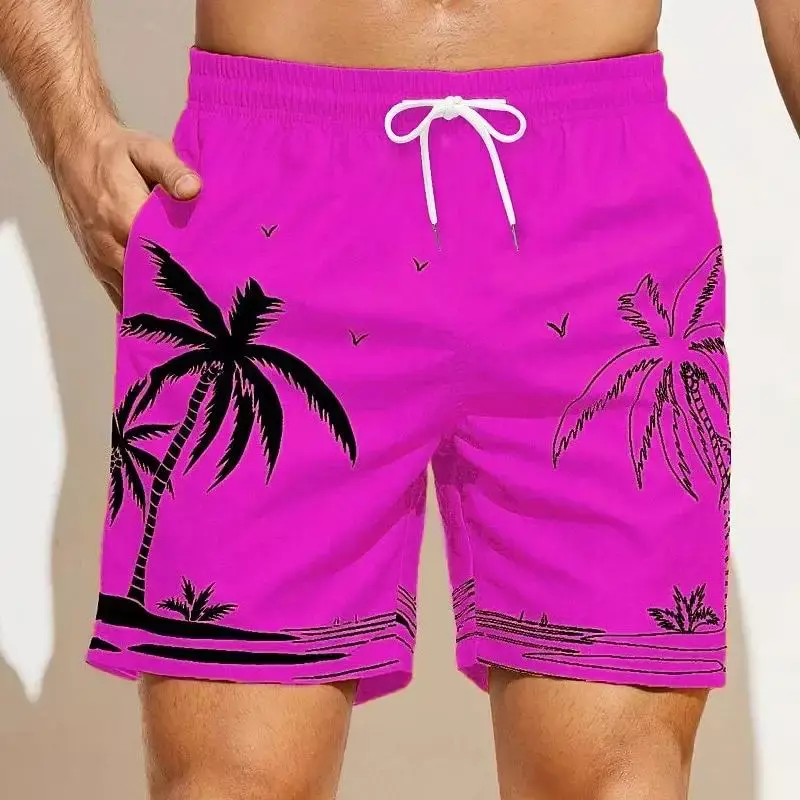 Summer Men's Shorts Quick Drying Hawaii Holiday Sports Swimming Trunks Fashion 3D Coconut Tree Printed Loose Sports Shorts 6XL
