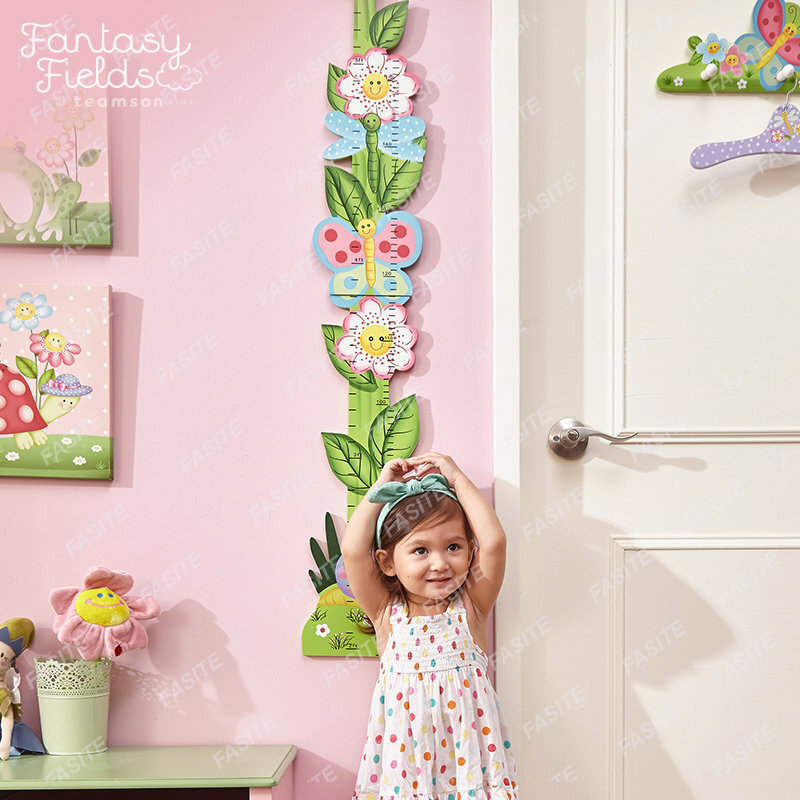 Fanduoqi-Regla de medición de altura para niños, bolsa de bendición con tema pintado de madera, marca de crecimiento de habitación infantil