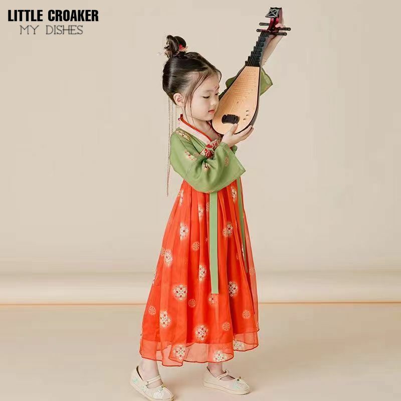 고대 어린이 전통 드레스, 중국 의상, 소녀 의상, 어린이 민속 춤 공연, 한푸 드레스