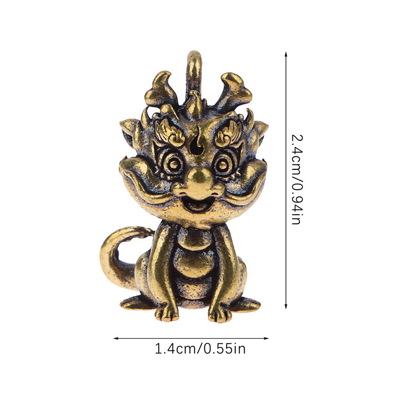 1Pc Vintage Statue Figurine Wealth Brass Decor Prosperity Chinese Style Ornament Dragon Luck Animal Mini Home Accessories Gift