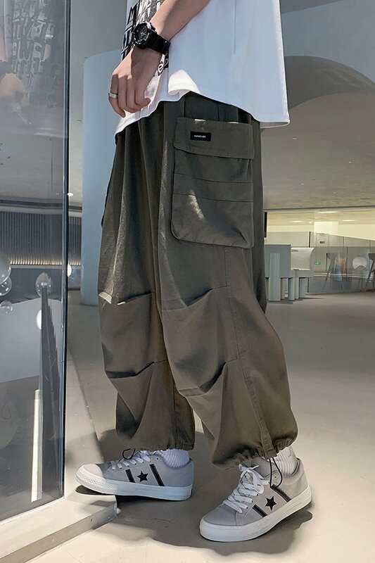 Брюки-карго мужские в стиле Харадзюку, повседневные Джоггеры со множеством карманов, спортивные штаны, уличная мода, трендовые свободные брюки в стиле хип-хоп, F130