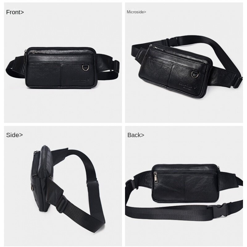 男性用の本革ベルトバッグ,多機能携帯電話バッグ,非常に薄いカジュアルなチェストバッグ